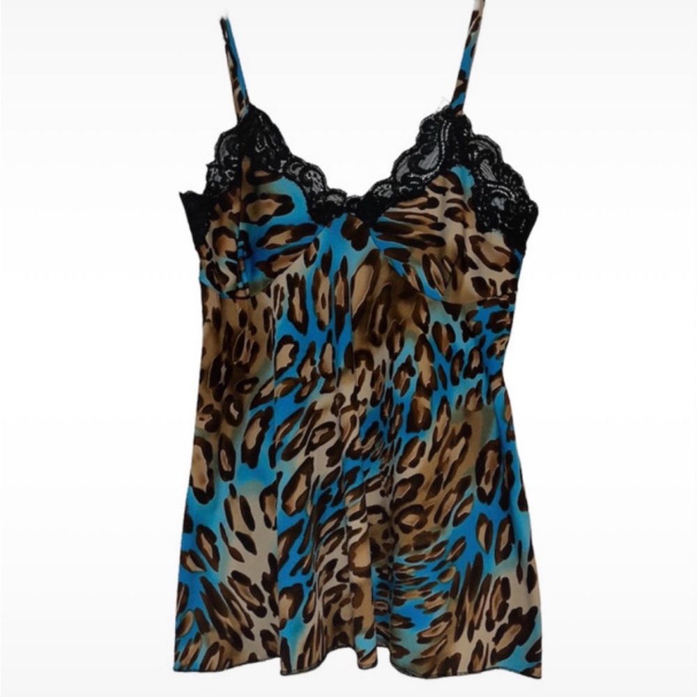 Leopard Print Camisole with Lace Trim